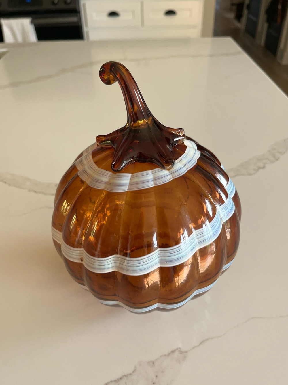 Anthropologie SWIRL DECORATIVE GLASS PUMPKIN